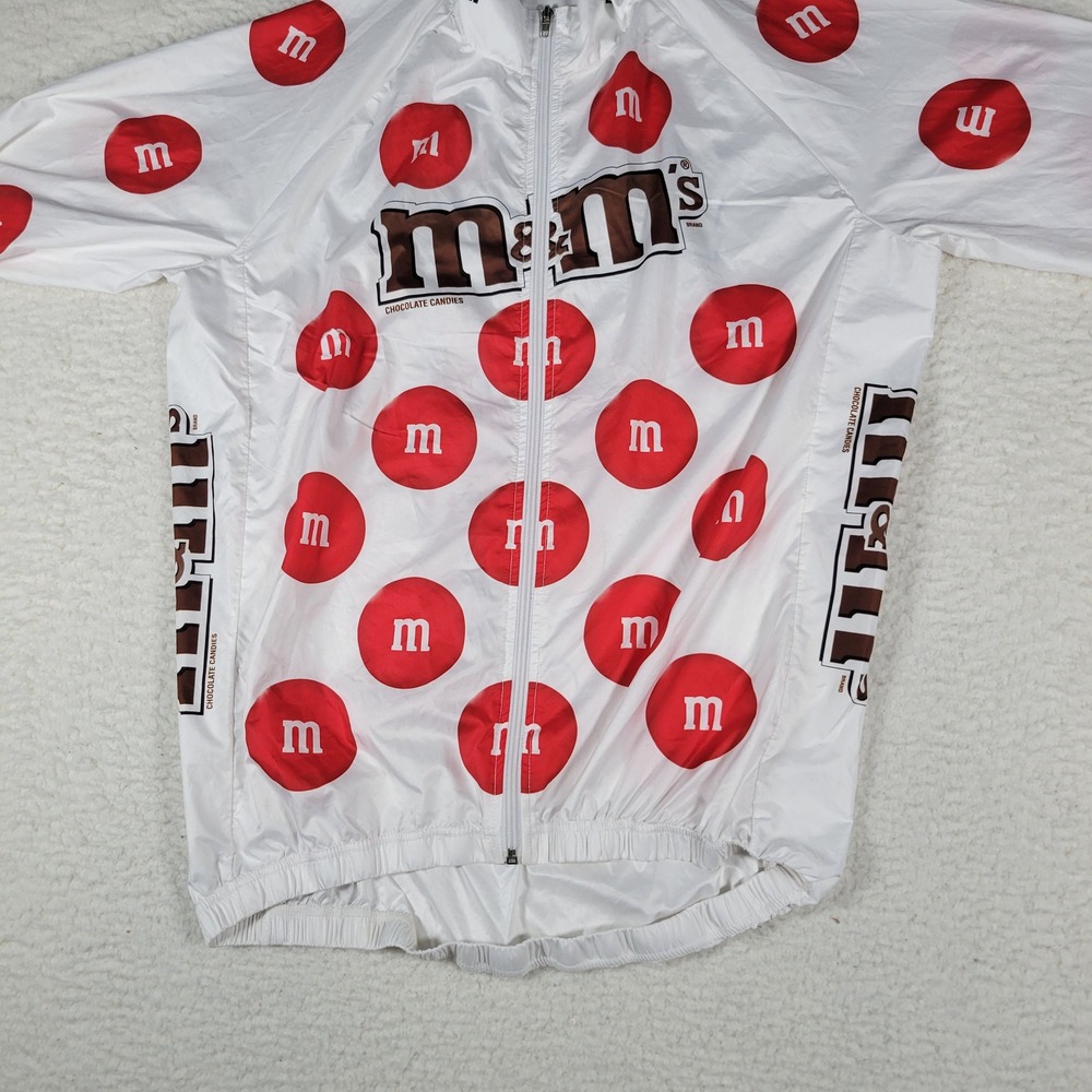 M&M's Shell Jacket Mens 2XL White Red All Over Print Logo Full Zip Windbreaker - Picture 3 of 12